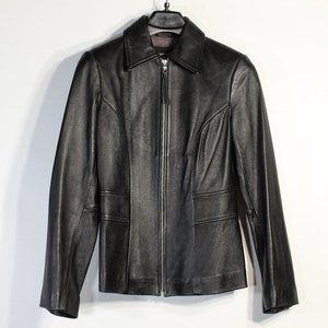 EXPRESS Women’s Black Leather Zip Jacket Size 6 | Motorcycle | Biker | Coat